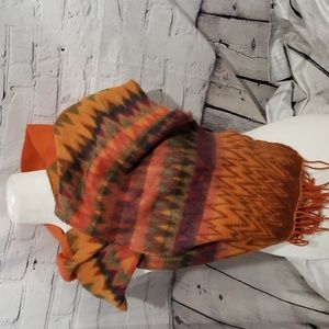 100% cashmere orange chevron print scarf made in Scotland